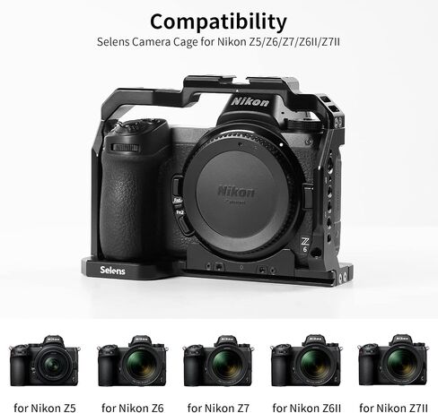 Selens Camera Cage for Nikon Z5 / Z6 / Z7 / Z6II / Z7II Aluminum Alloy Camera Rig with Built-in NATO Rail and Cold Shoe Mount in Saudi Arabia