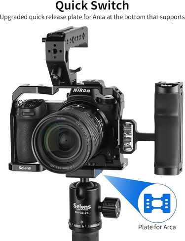 Selens Camera Cage for Nikon Z5 / Z6 / Z7 / Z6II / Z7II Aluminum Alloy Camera Rig with Built-in NATO Rail and Cold Shoe Mount in Saudi Arabia
