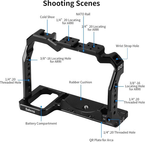 Selens Camera Cage for Nikon Z5 / Z6 / Z7 / Z6II / Z7II Aluminum Alloy Camera Rig with Built-in NATO Rail and Cold Shoe Mount in Saudi Arabia