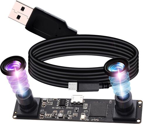 IEights HD عدسة مزدوجة وحدة كاميرا USB للكمبيوتر زاوية واسعة 960P 60fps 3D ستيريو صغير UVC USB2.0 كاميرا كمبيوتر متزامنة لوحة كاميرا ويب فيديو زاوية واسعة كاميرا Lightburn لـ Raspberry pi in Kuwait