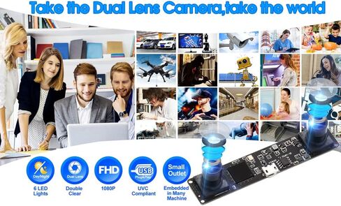 IEights HD عدسة مزدوجة وحدة كاميرا USB للكمبيوتر زاوية واسعة 960P 60fps 3D ستيريو صغير UVC USB2.0 كاميرا كمبيوتر متزامنة لوحة كاميرا ويب فيديو زاوية واسعة كاميرا Lightburn لـ Raspberry pi in Kuwait