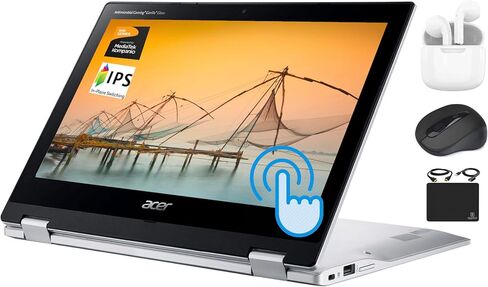 جهاز كمبيوتر محمول acer Chromebook Spin 2023 Flagship قابل للتحويل x360، شاشة لمس عالية الدقة 11.6 بوصة 2 في 1 IPS، معالج MediaTek MT8183C ثماني النواة، ذاكرة الوصول العشوائي 4 جيجابايت، 64 جيجابايت eMMC، Wi-Fi 5، بطارية طويلة اليوم، نظام التشغيل Chrome + in Saudi Arabia