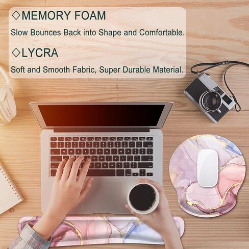 Pemlari [أكبر بنسبة 30%] مجموعة مسند المعصم المريحة للوحة الماوس ومسند المعصم للوحة المفاتيح مع قاعدة مطاطية مضادة للانزلاق، سهلة الكتابة وتخفيف الألم، لأجهزة الكمبيوتر المحمول والمكتب المنزلي للألعاب، ماندالا in Kuwait