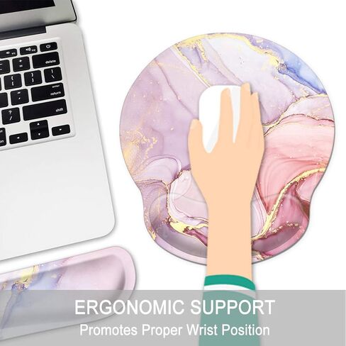 Pemlari [أكبر بنسبة 30%] مجموعة مسند المعصم المريحة للوحة الماوس ومسند المعصم للوحة المفاتيح مع قاعدة مطاطية مضادة للانزلاق، سهلة الكتابة وتخفيف الألم، لأجهزة الكمبيوتر المحمول والمكتب المنزلي للألعاب، ماندالا in Kuwait