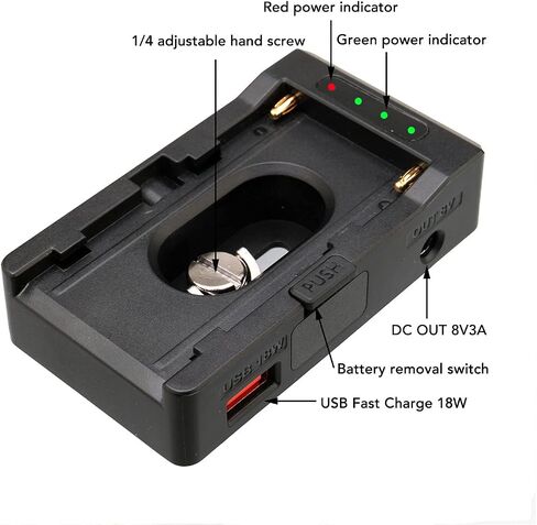 لوحة محول البطارية NP F، لوحة بطارية NPF متعددة الاستخدام، منفذ إخراج DC12V DC8V 18 وات USB لبطارية NP F970 F750 F550 in Kuwait