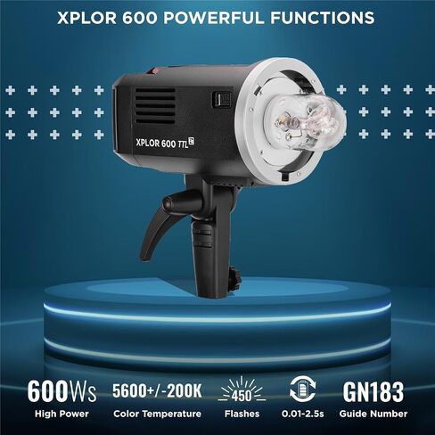 Flashpoint XPLOR 600 TTL Li-ion Battery-Powered HSS Strobe Light with Built-in R2 2.4GHz, Bowens Mount 600w Wireless Monolight with 450 Full-Power Flashes for Outdoor Strobe Light Photography in Saudi Arabia