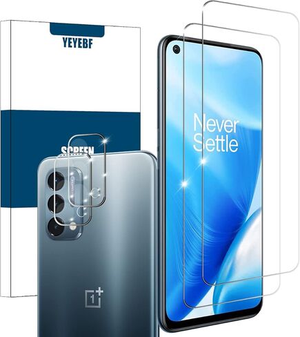واقي شاشة ون بلس نورد N200 + واقيات عدسة الكاميرا من ييبف، [عبوتين] واقي شاشة من الزجاج المقوى بتغطية كاملة لهاتف ون بلس نورد N200 [مناسب للحافظة] [مضاد للكسر] [زجاج ثلاثي الأبعاد] in Kuwait