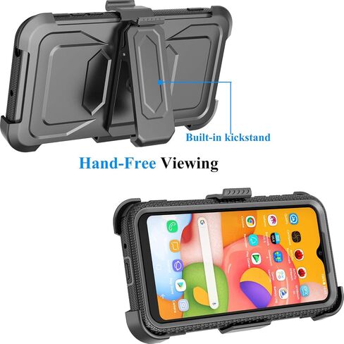 Njjex Rugged Case For Samsung Galaxy A11, For Galaxy A11 Case With Tempered Glass Screen Protector [2 Pack], [Nbeck] Shockproof Heavy Duty Locking Swivel Holster Belt Clip Kickstand Hard Cover [Green] in Kuwait