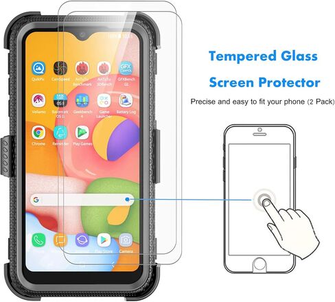 Njjex Rugged Case For Samsung Galaxy A11, For Galaxy A11 Case With Tempered Glass Screen Protector [2 Pack], [Nbeck] Shockproof Heavy Duty Locking Swivel Holster Belt Clip Kickstand Hard Cover [Green] in Kuwait