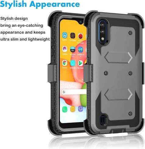 Njjex Rugged Case For Samsung Galaxy A11, For Galaxy A11 Case With Tempered Glass Screen Protector [2 Pack], [Nbeck] Shockproof Heavy Duty Locking Swivel Holster Belt Clip Kickstand Hard Cover [Green] in Kuwait