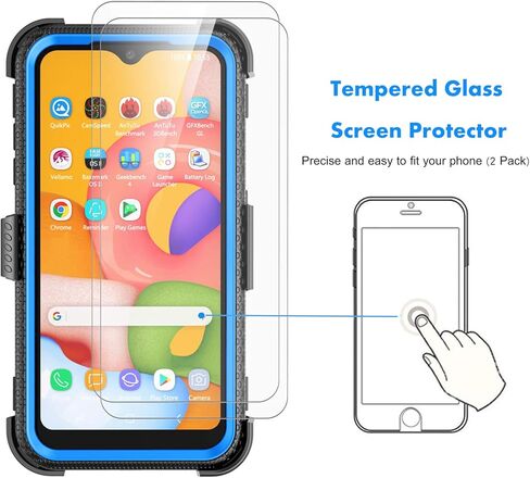 حافظة Njjex متينة لهاتف Samsung Galaxy A11، حافظة لهاتف Galaxy A11 مع واقي شاشة من الزجاج المقسى [عبوة من قطعتين]، [Nbeck] غطاء صلب مزود بمشبك حزام دوار مقاوم للصدمات [أخضر] in Saudi Arabia