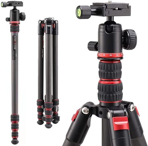 Carbon Fiber Tripod Video Tripod with Fluid Head, Video Camera Tripod Heavy Duty arge Load for DSLR Camera Load up to 33 Pounds, Suitable for Hunting and Work (Black) in Saudi Arabia