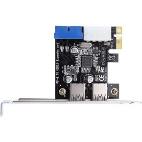 PCI-E x1 To USB 3.0 Expansion Card Adapter With Front 19PIN Interface Support Windows XP 32/64, Windows 7 32/64, Windows8, Windows8.1, Windows10 in Saudi Arabia