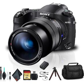 كاميرا سوني سايبر شوت DSC-RX10 IV DSCRX10M4/B مع حقيبة ناعمة، بطارية إضافية، بطاقة ذاكرة 64 جيجابايت، قارئ بطاقات، بالإضافة إلى الملحقات الأساسية (متجددة) in Kuwait
