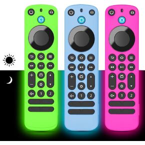 غطاء Zazolyne 3PACK Fire Remote Pro، حافظة Fire Stick 4K Pro، غطاء جهاز التحكم عن بعد Fire TV Pro، غلاف سيليكون لجهاز Voice Remote Pro Smart TV (متوهج)
