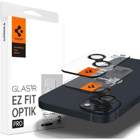 واقي شاشة لعدسة الكاميرا من Spigen [GlasTR EZ Fit Optik Pro] مصمم لهاتف iPhone 15 Plus/iPhone 15 / iPhone 14 Plus/iPhone 14 [صديق للحافظة] - أسود [عبوة من قطعتين] in Kuwait