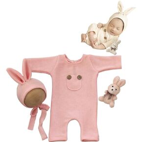 CUTEBBPHOTO ملابس الأطفال حديثي الولادة للتصوير الفوتوغرافي على شكل أرنب للأولاد والبنات الرضع صور ملابس داخلية من الكروشيه دعائم الزي in Kuwait
