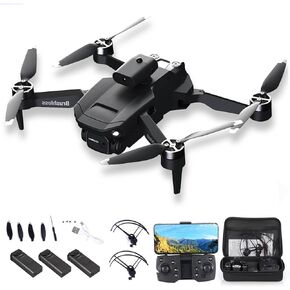 طائرة بدون طيار مع كاميرا للبالغين والأطفال، طائرة رباعية المروحية 1080 بكسل عالية الدقة قابلة للطي FPV بجهاز تحكم عن بعد مع وضع متابعة ذكي، صورة شخصية للإيماءات، تثبيت الارتفاع، إقلاع مفتاح واحد، تقلب 360 درجة، 3 بطاريات، ألعاب هدايا للأطفال والكبار والم in Kuwait