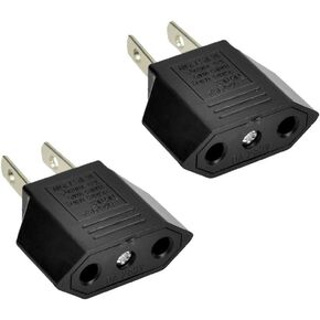 ANRANK E-U1009618AK الاتحاد الأوروبي أوروبا إلى الولايات المتحدة الأمريكية محول قابس الطاقة للسفر (أسود، 6 عبوات)