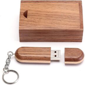 USB 2.0 Flash Drive Two-Color Wood USB 2.0 Memory Stick Pen Drives with Wooden Box (16GB, Tan) in Saudi Arabia