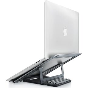 حامل كمبيوتر محمول B-Land للمكتب، حامل كمبيوتر محمول قابل للطي وحامل كمبيوتر من الألومنيوم، حامل كمبيوتر محمول بارتفاع قابل للتعديل بأربعة مستويات متوافق مع أجهزة MacBook وAir وPro وDell XPS وSamsung جميع أجهزة الكمبيوتر المحمولة مقاس 10-17 بوصة in Kuwait