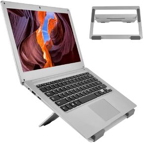 Loenwie Laptop Stand, 3 Gear Adjustable Collapsible Computer Stand Portable Ergonomic Laptop Riser Holder for Desk, Aluminum Notebook Ventilated Stand Support 10-15.6" Laptops (Silver) in Saudi Arabia