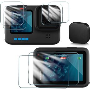 AAIOOEA Screen protector for GoPro Hero11 hero10 hero 9 black ultra transparent tempered glass 6 pieces TPE rubber lens Cap accessories in Kuwait