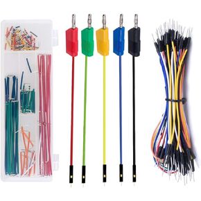مجموعة أدوات توصيل بريدبورد بدون لحام من Makeronics | 5 قطع من أسلاك توصيل الموز إلى الجامبر + حزمة مربعة ناعمة وخفيفة التشكيل + | مجموعة أسلاك جامبر نحاسية صلبة + 65 قطعة كابلات أسلاك in Kuwait