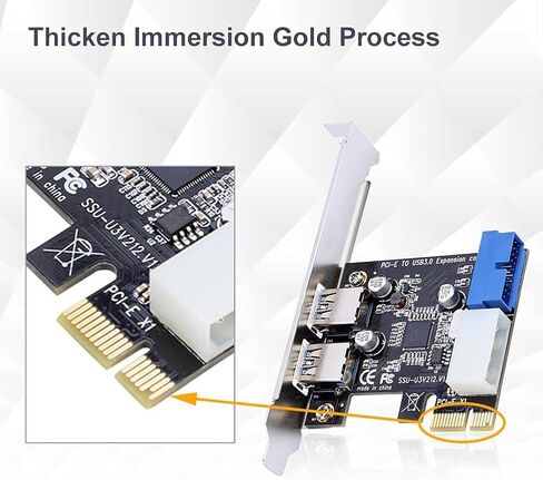 محول بطاقة توسيع PCI-E x1 إلى USB 3.0 مع واجهة 19PIN الأمامية تدعم Windows XP 32/64، Windows 7 32/64، Windows8، Windows8.1، Windows10 in Saudi Arabia