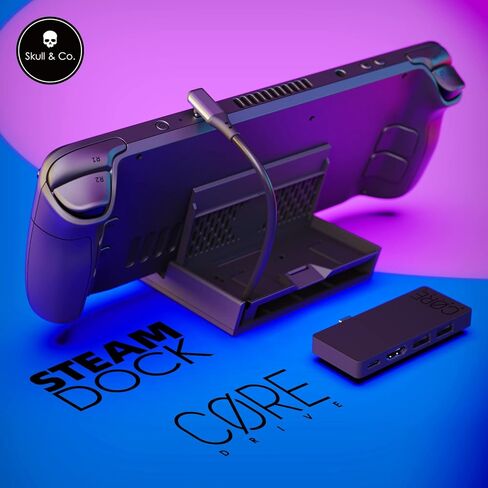 Skull & Co. SteamDock: قاعدة توصيل متعددة الاستخدامات وصغيرة الحجم ومحمولة مع محور USB قابل للفصل ومحول تلفزيون HDMI لجهاز Steam Deck ROG Ally والأجهزة الأخرى (لأجهزة Switch OLED والهواتف الذكية والكمبيوتر المحمول) - أسود in Kuwait