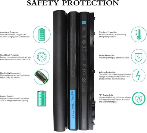 بطارية LNOCCIY M5Y0X لجهاز Dell Latitude E6420 E6430 E6520 E6530 E5420 E5520 E5430 E5530 Vostro 3460 3560 متوافق P/N:M5Y0X T54FJ 2P2MJ 312-1165 PRV1Y [11.1V 97WH] in Kuwait