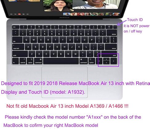 غطاء لوحة مفاتيح من السيليكون متوافق مع أحدث إصدار لعام 2018 من MacBook Air مقاس 13 بوصة مع معرف اللمس طراز A1932 (لا يتوافق مع جهاز MacBook Air القديم مقاس 13 بوصة موديل A1369 وA1466) (ذهبي وردي) in Kuwait