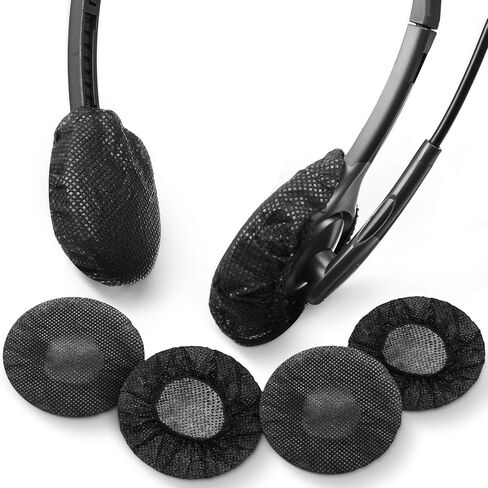 BBTO 100 Pcs Disposable Over Ear Headphone Covers Stretch,11 Cm,Black | Sanitary Non-woven Earpad Covers for Shared Use, Fit Over-ear Headsets, Hygienic Protection for Gym Office Library Home in Saudi Arabia