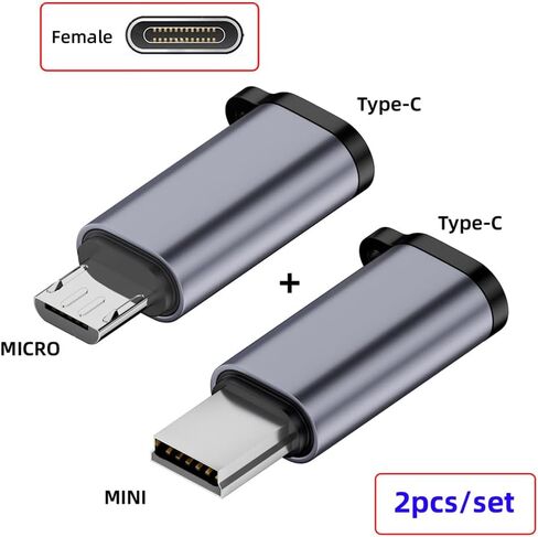 cablecc USB-C Type-C Female to Micro USB 2.0 5Pin Male Data Adapter 90 Degree Left & Right Angled Type (Left Angled) in Kuwait