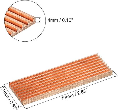 مجموعة مبدد الحرارة MECCANIXITY M.2 من النحاس النقي 70x21x4 مم للكمبيوتر المحمول M.2 2280 SSD مع شريط لاصق ذاتي و4 قطع من الحلقات المطاطية in Kuwait
