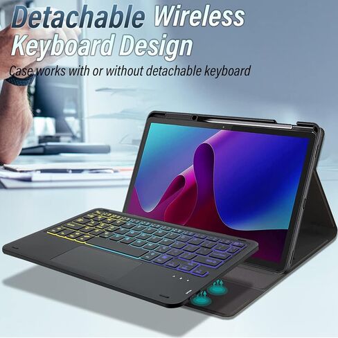 حافظة لوحة مفاتيح DKAHOEE بإضاءة خلفية للوحة اللمس لجهاز Lenovo Tab P11 Pro إصدار 11.2 بوصة من الجيل الثاني 2022، لوحة مفاتيح لاسلكية بإضاءة خلفية ثلاثية المناطق مع غطاء حامل نحيف لجهاز Tab P11 Pro الجيل الثاني (TB-132FU/TB-138FC) in Kuwait
