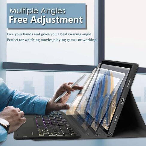 حافظة لوحة مفاتيح DKAHOEE بإضاءة خلفية للوحة اللمس لجهاز Lenovo Tab P11 Pro إصدار 11.2 بوصة من الجيل الثاني 2022، لوحة مفاتيح لاسلكية بإضاءة خلفية ثلاثية المناطق مع غطاء حامل نحيف لجهاز Tab P11 Pro الجيل الثاني (TB-132FU/TB-138FC) in Kuwait