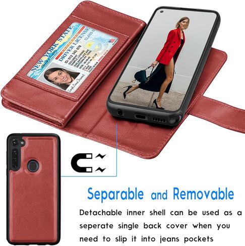 Tekcoo [ليس لعام 2021 2022] حافظة محفظة لهاتف Moto G Stylus 2020 / Motorola Moto G Pro، حامل بطاقة ائتمان من جلد البولي يوريثان وغطاء قلاب فوليو [حافظات مغناطيسية قابلة للفصل] حبل - ذهبي وردي in Kuwait
