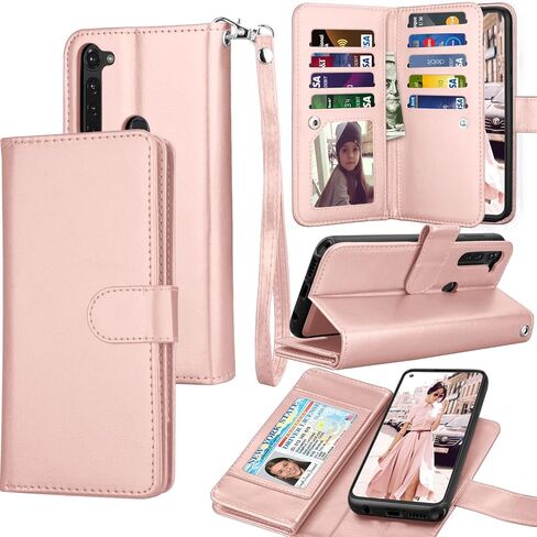 Tekcoo [NOT for 2021 2022] Wallet Case for Moto G Stylus 2020 / Motorola Moto G Pro, PU Leather ID Credit Card Holder Carrying Pouch Folio Flip Cover [Detachable Magnetic Cases] Lanyard - Rose Gold in Kuwait
