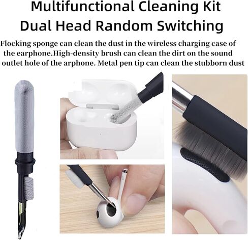 يويوبي مجموعة ادوات تنظيف الكمبيوتر متعددة الوظائف 5 في 1، فرشاة ناعمة لتنظيف الكيبورد وسماعات الاذن التي تعمل بالبلوتوث وليجو واللابتوب وايربودز برو وعدسات الكاميرا (5 في 1 اسود) in Kuwait