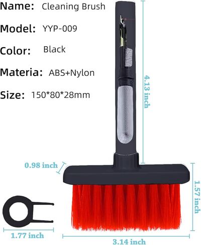 يويوبي مجموعة ادوات تنظيف الكمبيوتر متعددة الوظائف 5 في 1، فرشاة ناعمة لتنظيف الكيبورد وسماعات الاذن التي تعمل بالبلوتوث وليجو واللابتوب وايربودز برو وعدسات الكاميرا (5 في 1 اسود) in Kuwait