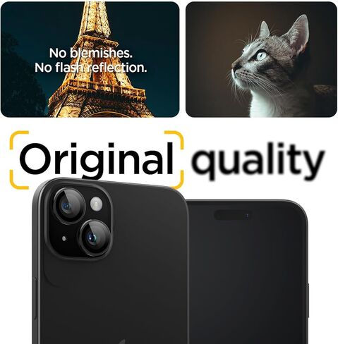واقي شاشة لعدسة الكاميرا من Spigen [GlasTR EZ Fit Optik Pro] مصمم لهاتف iPhone 15 Plus/iPhone 15 / iPhone 14 Plus/iPhone 14 [صديق للحافظة] - أسود [عبوة من قطعتين] in Kuwait