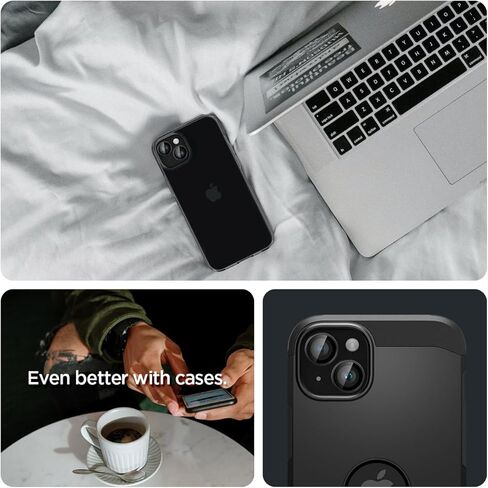 واقي شاشة لعدسة الكاميرا من Spigen [GlasTR EZ Fit Optik Pro] مصمم لهاتف iPhone 15 Plus/iPhone 15 / iPhone 14 Plus/iPhone 14 [صديق للحافظة] - أسود [عبوة من قطعتين] in Kuwait