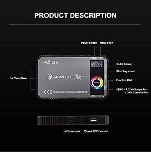 مصباح Atomcube RX7 18W Pocket RGBWW LED - شبكة الجيل الجديد، التحكم في التطبيق حتى 65535 جهازًا، DMX512، 15 سيناريو محدد مسبقًا، 5 FX مخصص، 2500K~8500K، CRI95+، TLCI99، تعديل اللون والتشبع. in Kuwait