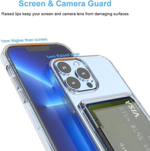 for iPhone 16 Clear Card Case - Hybrid Slim Fit Transparent Wallet Cover with Card Holder Slot, TPU + PC, Anti-Yellowing, 6.1" 2024 in Kuwait