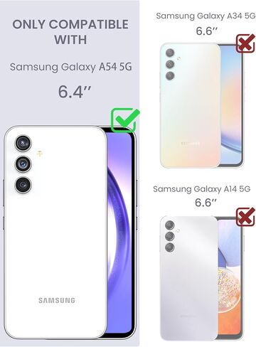 حافظة DagoRoo لهاتف Samsung Galaxy A54 5G مع واقي شاشة من الزجاج المقوى [عبوة من قطعتين]، [واقية من الدرجة العسكرية] مادة TPU الناعمة النحيفة والكمبيوتر الصلب، حافظات بنمط الزهور الشفافة للفتيات والنساء (JD-أرجواني) in Kuwait