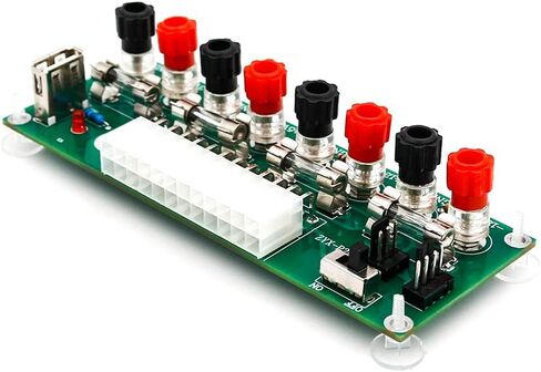 SUPERPLUS 20/24 Pin ATX Benchtop PC Power Breakout Adapter with USB 5V Port, 4 Channel Voltages (3.3V, 5V, 12V, -12V), 5A Fuse, Green in Saudi Arabia