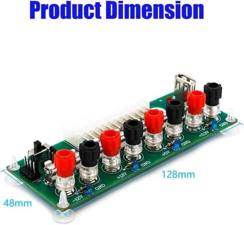SUPERPLUS 20/24 Pin ATX Benchtop PC Power Breakout Adapter with USB 5V Port, 4 Channel Voltages (3.3V, 5V, 12V, -12V), 5A Fuse, Green in Saudi Arabia