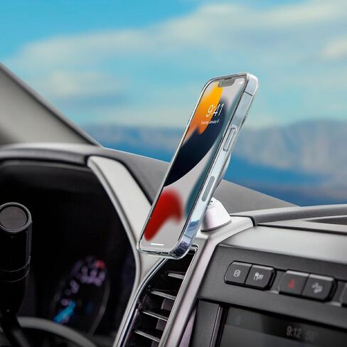 حامل الهاتف المغناطيسي Scosche MagicMount MEMSV Elite2 للأجهزة المحمولة MagSafe، حامل فتحة تهوية السيارة، رأس مغناطيسي قابل للتعديل 360 درجة، حامل هاتف محمول متوافق مع iPhone 15/14/13/12 وحافظة MagSafe، فضي in Kuwait