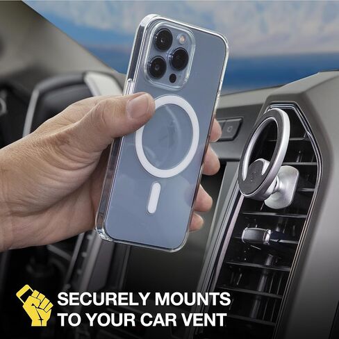 حامل الهاتف المغناطيسي Scosche MagicMount MEMSV Elite2 للأجهزة المحمولة MagSafe، حامل فتحة تهوية السيارة، رأس مغناطيسي قابل للتعديل 360 درجة، حامل هاتف محمول متوافق مع iPhone 15/14/13/12 وحافظة MagSafe، فضي in Kuwait